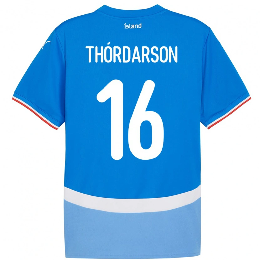 Danxen Barn Island Gísli Thórdarson #16 Blå Hjemmetrøye Drakt Trøye 24-26 Skjorter T-Skjorte