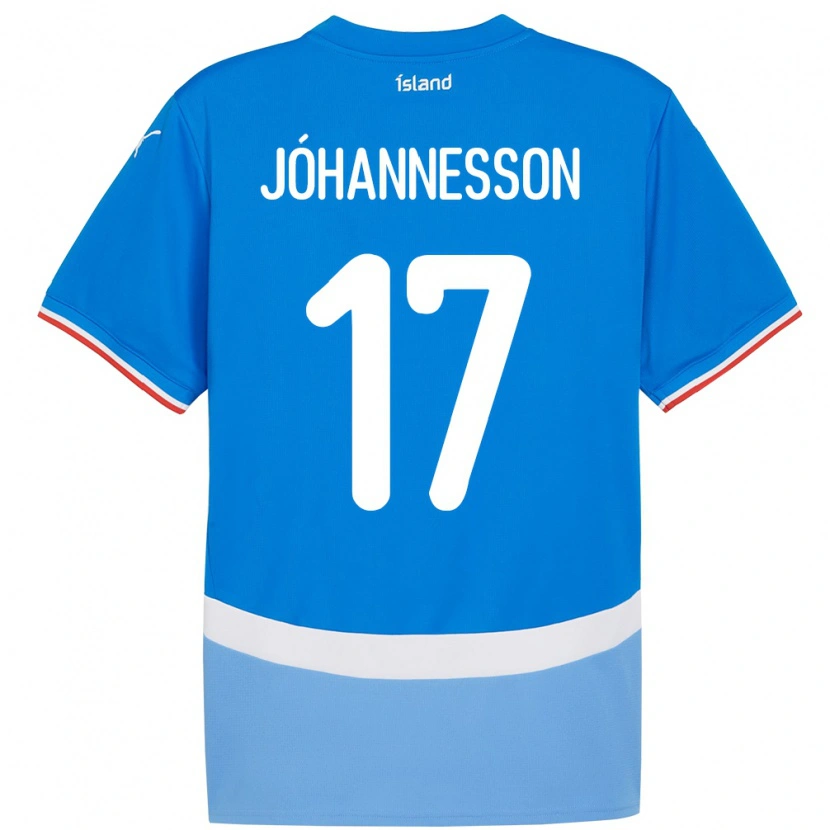 Danxen Barn Island Daniel Jóhannesson #17 Blå Hjemmetrøye Drakt Trøye 24-26 Skjorter T-Skjorte