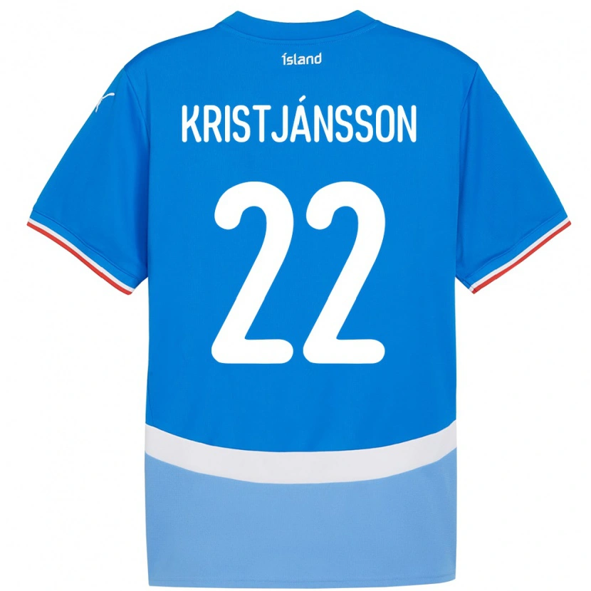 Danxen Barn Island Daníel Freyr Kristjánsson #22 Blå Hjemmetrøye Drakt Trøye 24-26 Skjorter T-Skjorte