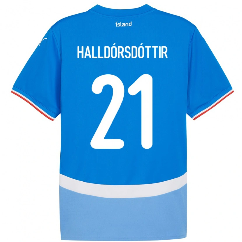 Danxen Barn Island Hafrún Rakel Halldórsdóttir #21 Blå Hjemmetrøye Drakt Trøye 24-26 Skjorter T-Skjorte