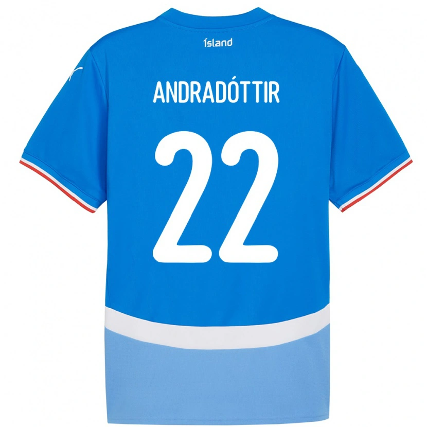 Danxen Barn Island Amanda Andradóttir #22 Blå Hjemmetrøye Drakt Trøye 24-26 Skjorter T-Skjorte