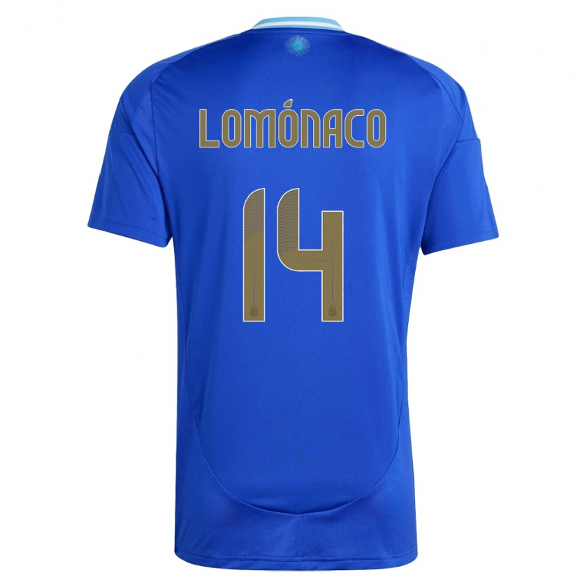 Danxen Barn Argentina Kevin Lomónaco #14 Blå Bortetrøye Drakt Trøye 24-26 Skjorter T-Skjorte
