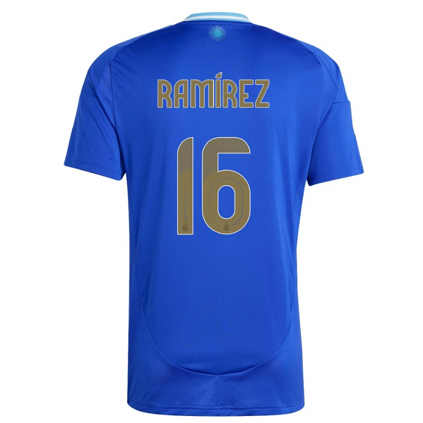 Danxen Barn Argentina Tobías Ramírez #16 Blå Bortetrøye Drakt Trøye 24-26 Skjorter T-Skjorte