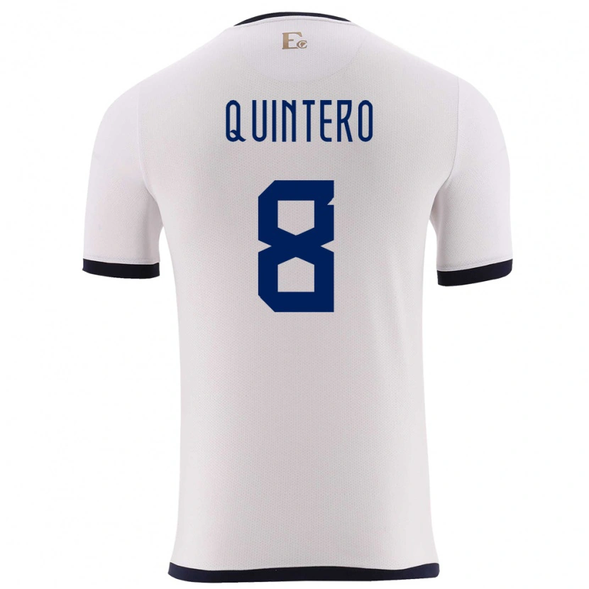 Danxen Barn Ecuador Hólger Quintero #8 Hvit Bortetrøye Drakt Trøye 24-26 Skjorter T-Skjorte