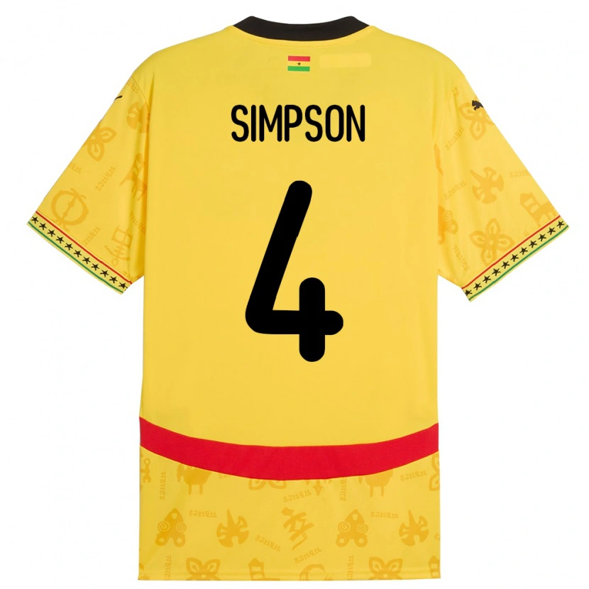 Danxen Barn Ghana Razak Simpson #4 Gul Bortetrøye Drakt Trøye 24-26 Skjorter T-Skjorte