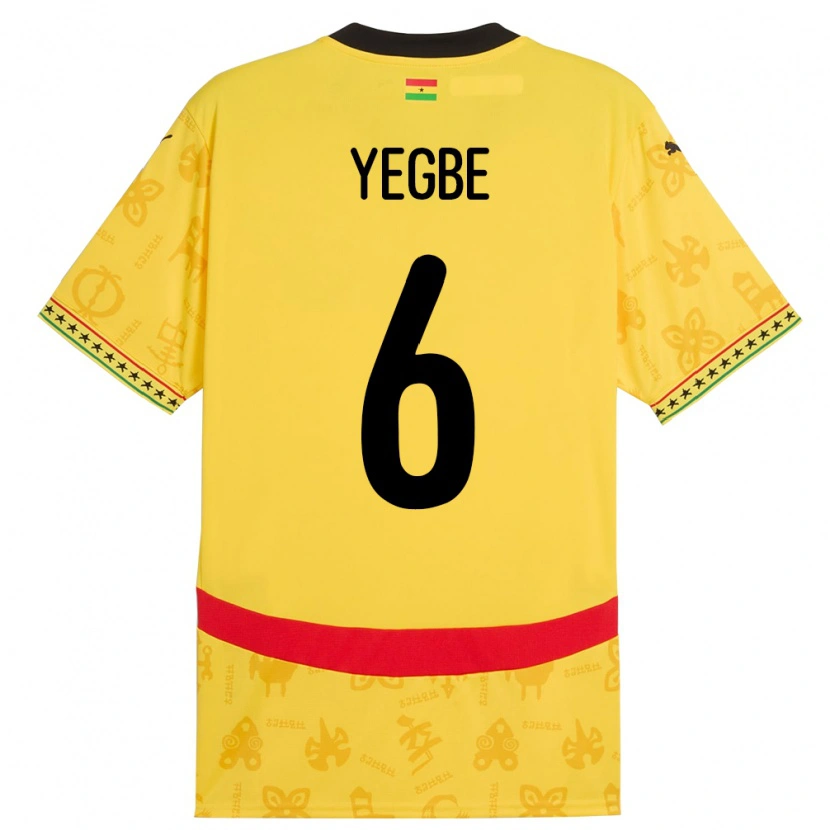Danxen Barn Ghana Terry Yegbe #6 Gul Bortetrøye Drakt Trøye 24-26 Skjorter T-Skjorte