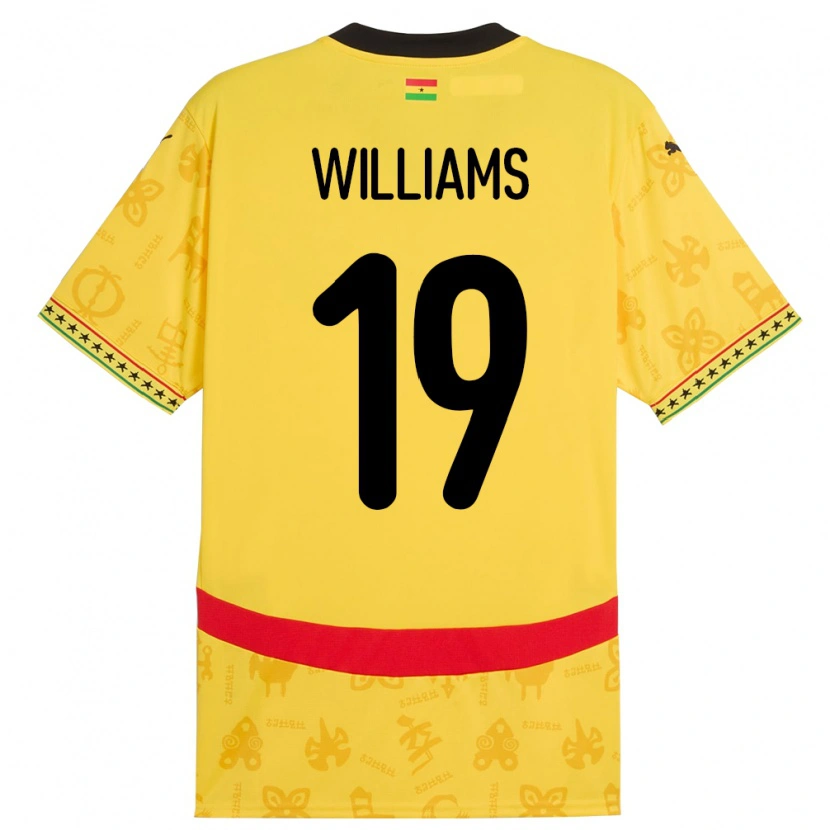 Danxen Barn Ghana Iñaki Williams #19 Gul Bortetrøye Drakt Trøye 24-26 Skjorter T-Skjorte