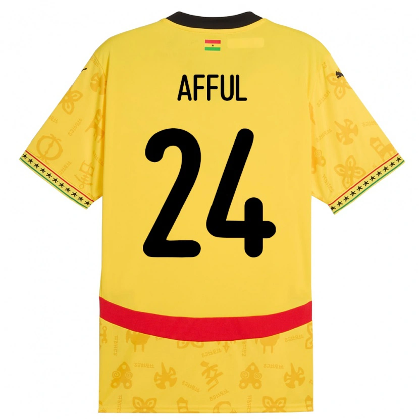 Danxen Barn Ghana Isaac Afful #24 Gul Bortetrøye Drakt Trøye 24-26 Skjorter T-Skjorte