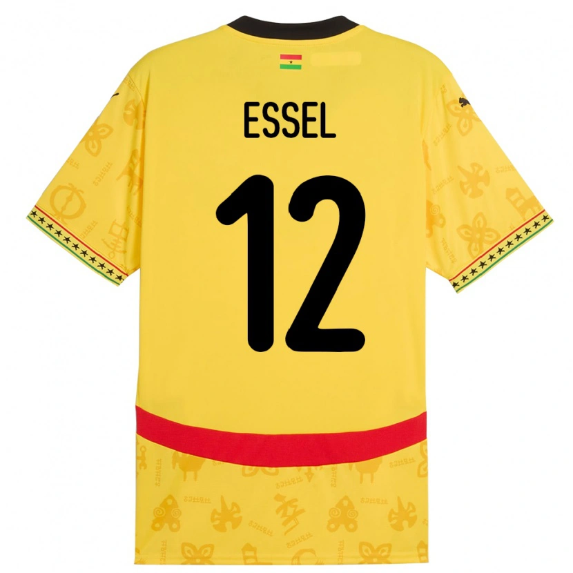 Danxen Barn Ghana Aaron Essel #12 Gul Bortetrøye Drakt Trøye 24-26 Skjorter T-Skjorte