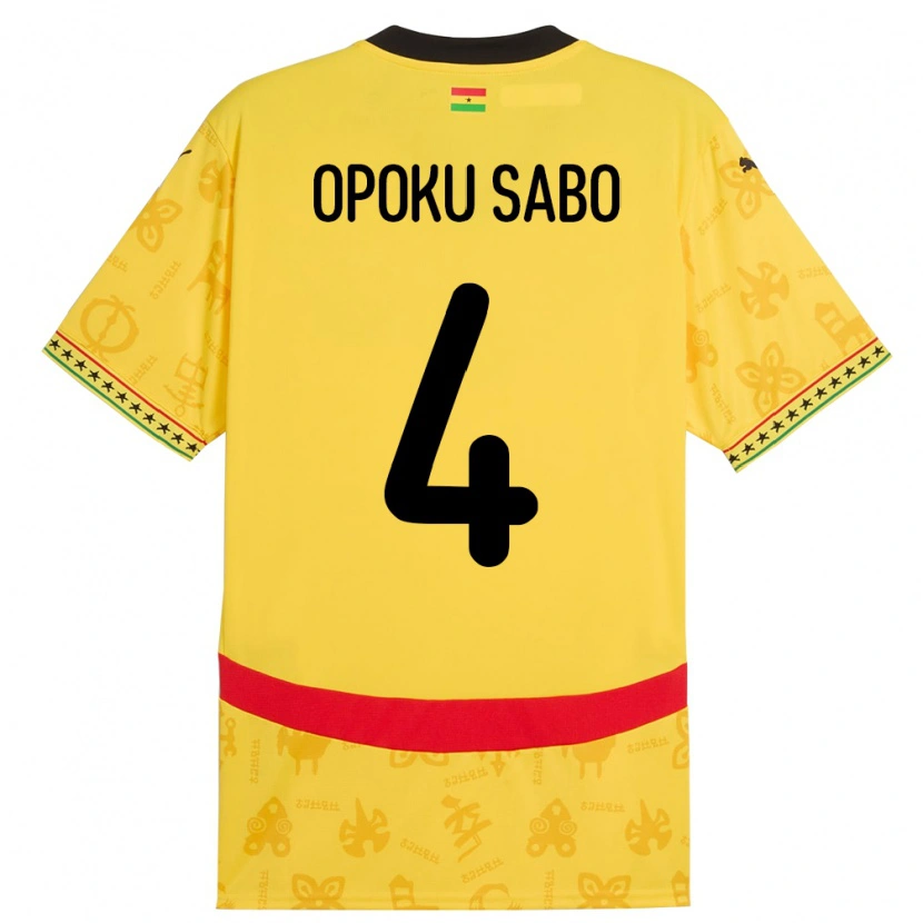Danxen Barn Ghana Alex Opoku Sabo #4 Gul Bortetrøye Drakt Trøye 24-26 Skjorter T-Skjorte