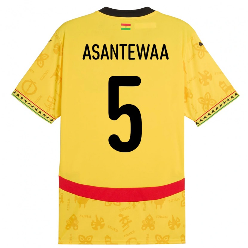 Danxen Barn Ghana Grace Asantewaa #5 Gul Bortetrøye Drakt Trøye 24-26 Skjorter T-Skjorte