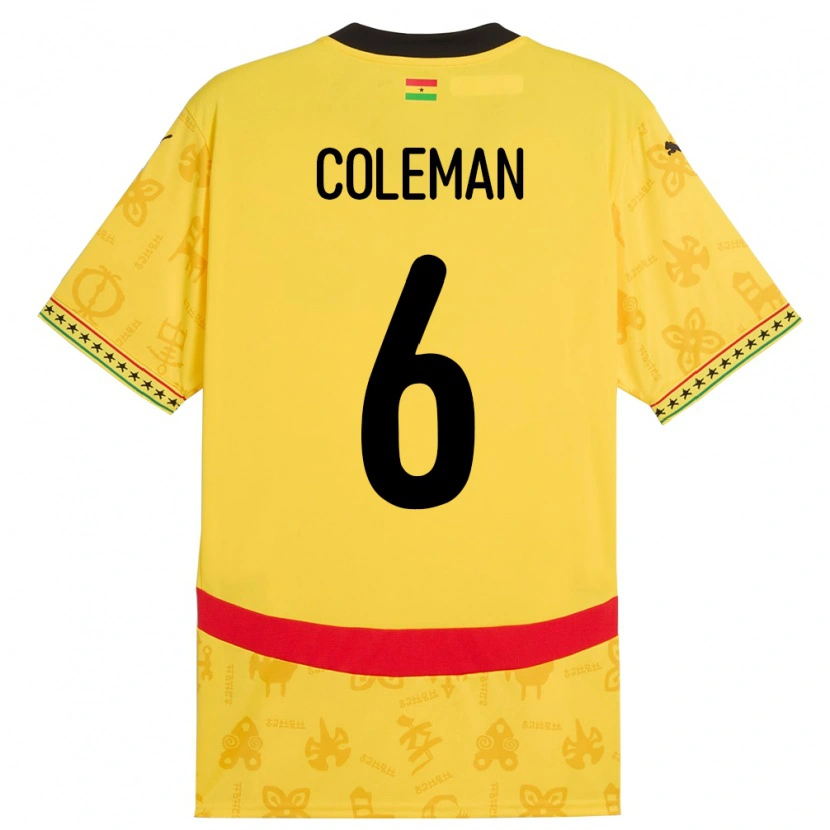 Danxen Barn Ghana Ellen Coleman #6 Gul Bortetrøye Drakt Trøye 24-26 Skjorter T-Skjorte