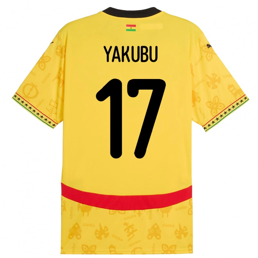 Danxen Barn Ghana Mustapha Yakubu #17 Gul Bortetrøye Drakt Trøye 24-26 Skjorter T-Skjorte