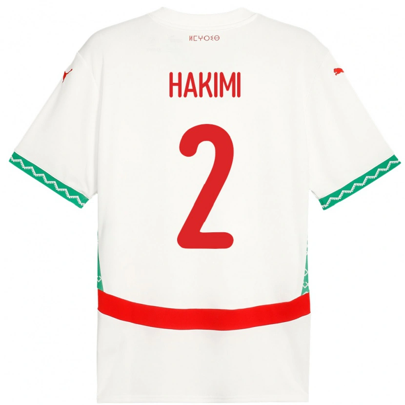 Danxen Barn Marokko Achraf Hakimi #2 Hvit Bortetrøye Drakt Trøye 24-26 Skjorter T-Skjorte
