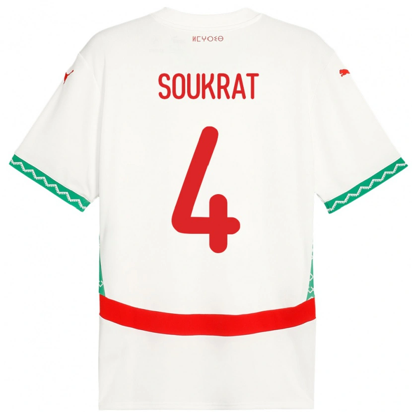 Danxen Barn Marokko Bilal Soukrat #4 Hvit Bortetrøye Drakt Trøye 24-26 Skjorter T-Skjorte