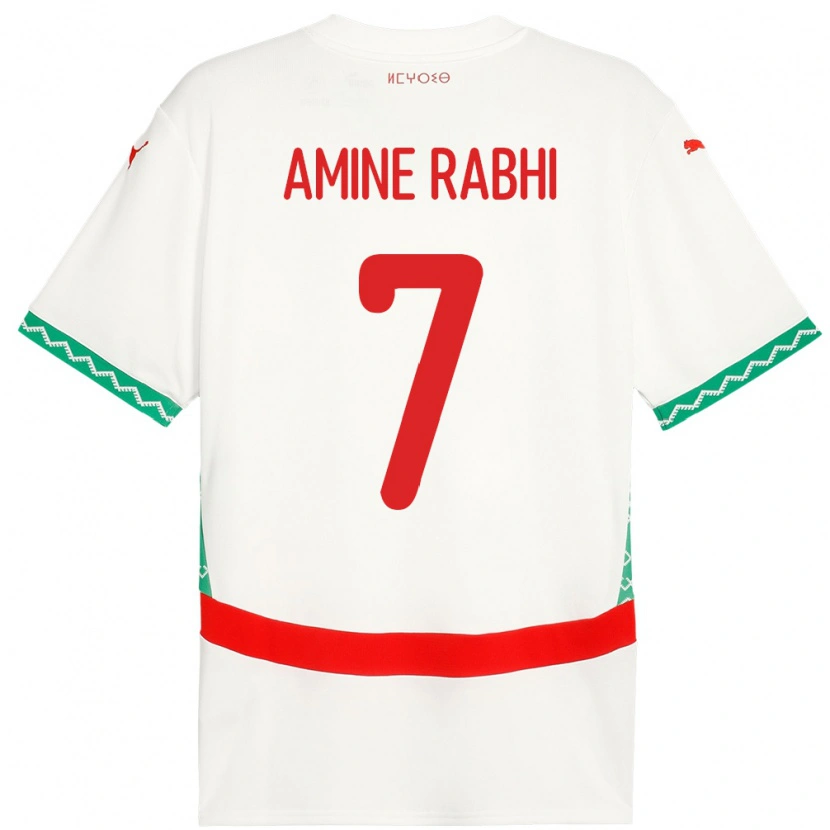 Danxen Barn Marokko Mohamed Amine Rabhi #7 Hvit Bortetrøye Drakt Trøye 24-26 Skjorter T-Skjorte