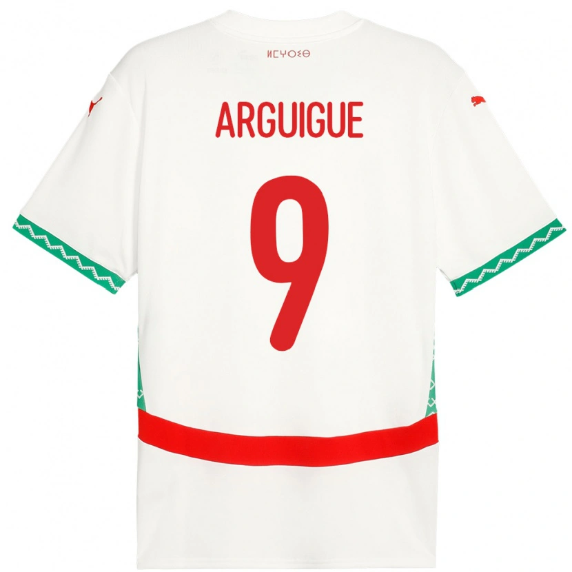 Danxen Barn Marokko Ayman Arguigue #9 Hvit Bortetrøye Drakt Trøye 24-26 Skjorter T-Skjorte