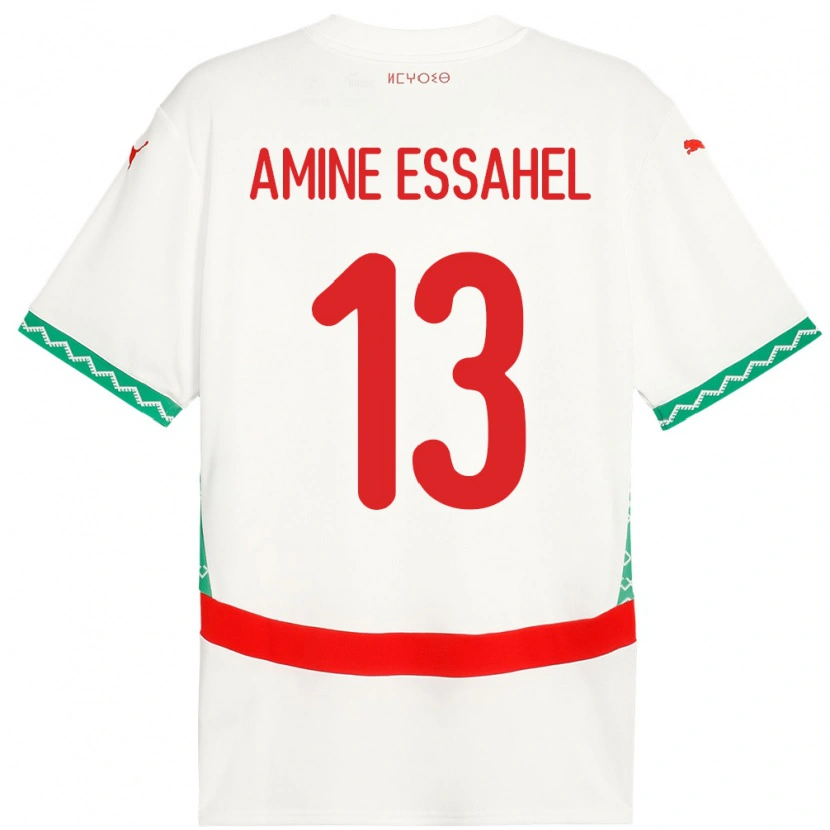 Danxen Barn Marokko Mohamed Amine Essahel #13 Hvit Bortetrøye Drakt Trøye 24-26 Skjorter T-Skjorte