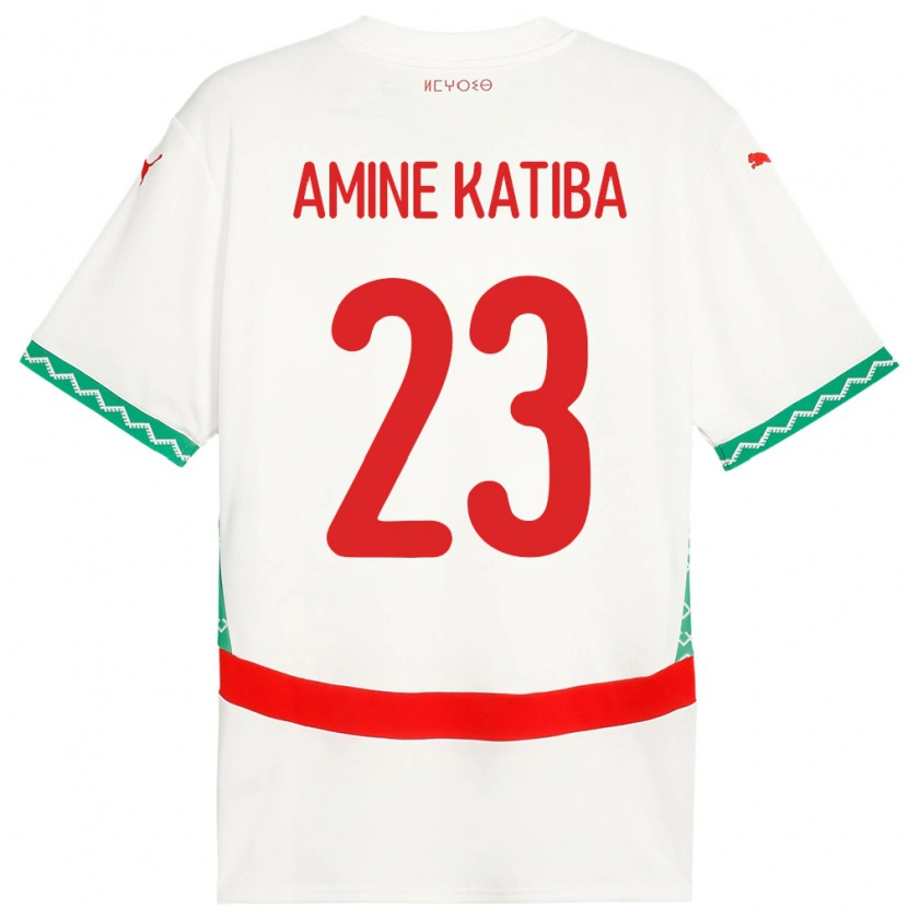 Danxen Barn Marokko Mohamed Amine Katiba #23 Hvit Bortetrøye Drakt Trøye 24-26 Skjorter T-Skjorte