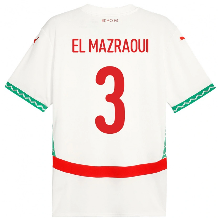 Danxen Barn Marokko Noussair El Mazraoui #3 Hvit Bortetrøye Drakt Trøye 24-26 Skjorter T-Skjorte