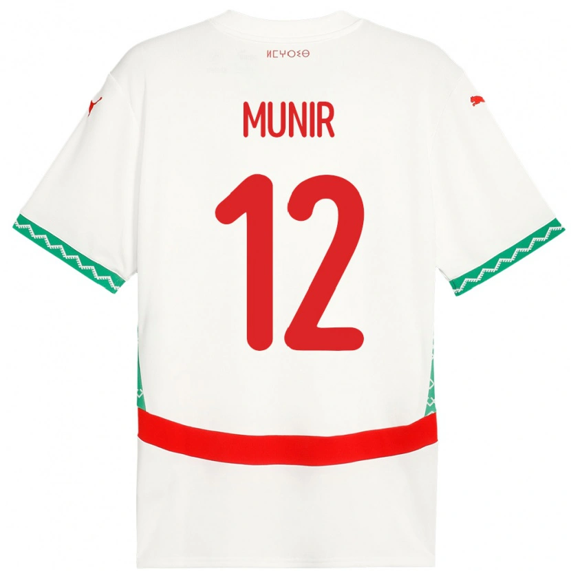 Danxen Barn Marokko Munir #12 Hvit Bortetrøye Drakt Trøye 24-26 Skjorter T-Skjorte