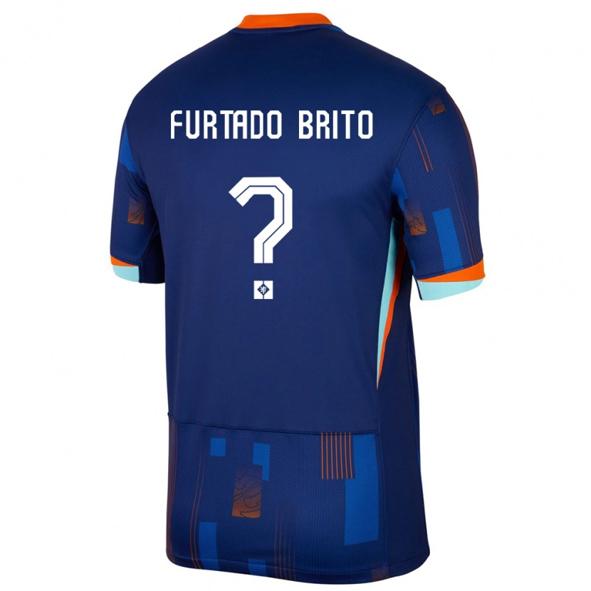 Danxen Barn Nederland Dinaylo Furtado Brito #0 Blå Bortetrøye Drakt Trøye 24-26 Skjorter T-Skjorte