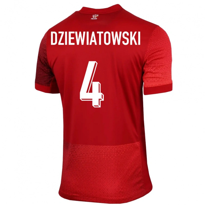Danxen Barn Polen Mateusz Dziewiatowski #4 Rød Bortetrøye Drakt Trøye 24-26 Skjorter T-Skjorte