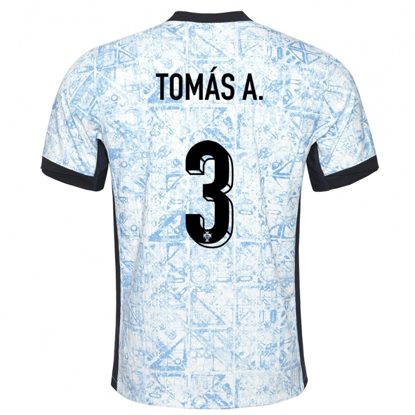 Danxen Barn Portugal Tomás Araújo #3 Kremblå Bortetrøye Drakt Trøye 24-26 Skjorter T-Skjorte