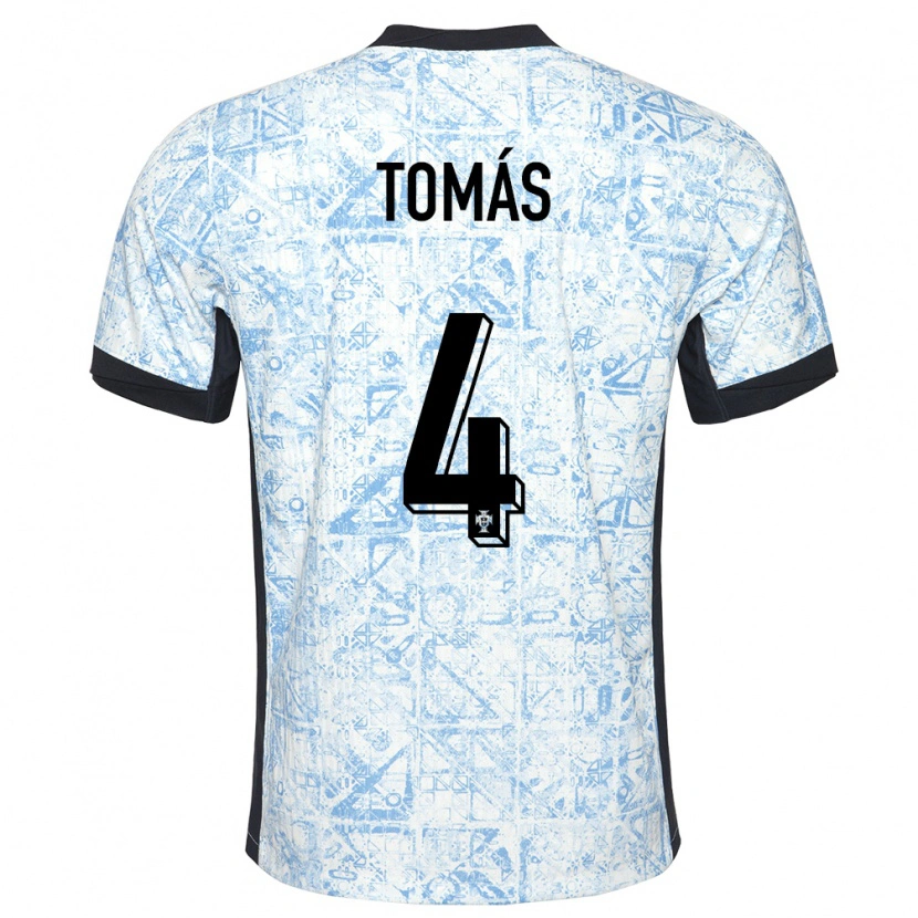 Danxen Barn Portugal Tomás Ferreira #4 Kremblå Bortetrøye Drakt Trøye 24-26 Skjorter T-Skjorte