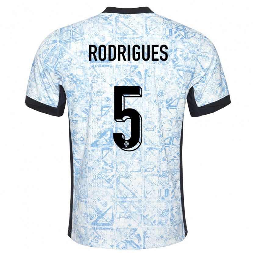 Danxen Barn Portugal Rafa Rodrigues #5 Kremblå Bortetrøye Drakt Trøye 24-26 Skjorter T-Skjorte