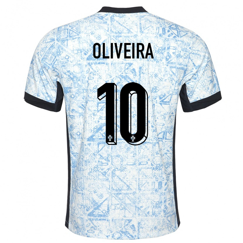 Danxen Barn Portugal André Oliveira #10 Kremblå Bortetrøye Drakt Trøye 24-26 Skjorter T-Skjorte