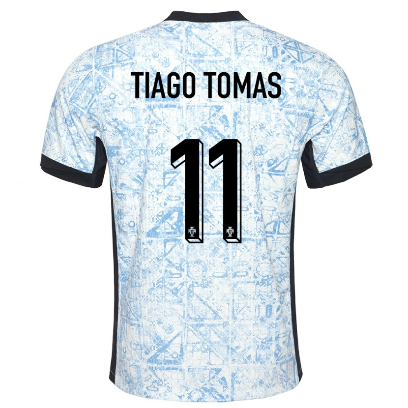 Danxen Barn Portugal Tiago Tomás #11 Kremblå Bortetrøye Drakt Trøye 24-26 Skjorter T-Skjorte