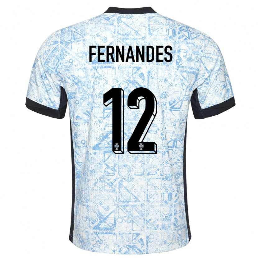 Danxen Barn Portugal Diogo Fernandes #12 Kremblå Bortetrøye Drakt Trøye 24-26 Skjorter T-Skjorte
