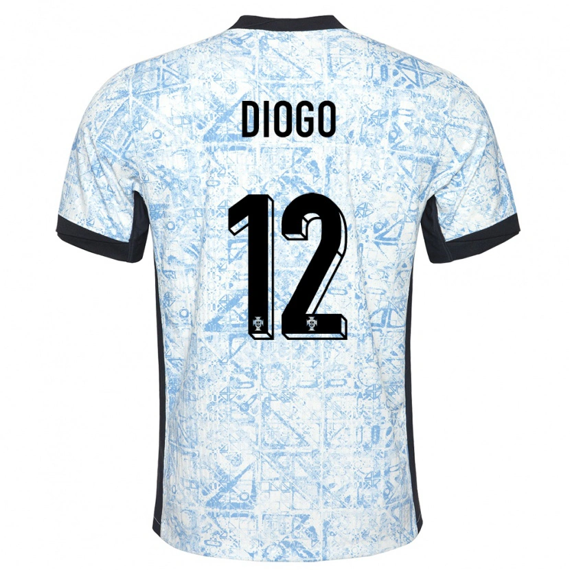 Danxen Barn Portugal Diogo Ferreira #12 Kremblå Bortetrøye Drakt Trøye 24-26 Skjorter T-Skjorte