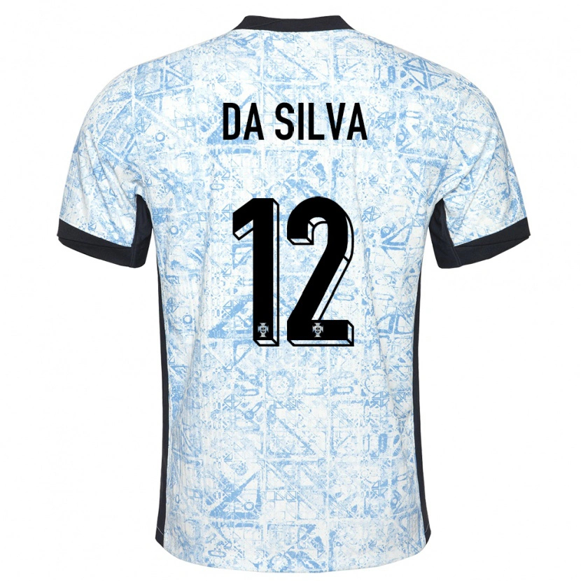 Danxen Barn Portugal Rodrigo Da Silva #12 Kremblå Bortetrøye Drakt Trøye 24-26 Skjorter T-Skjorte