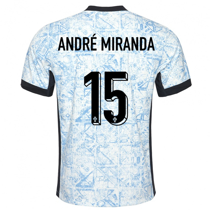 Danxen Barn Portugal André Miranda #15 Kremblå Bortetrøye Drakt Trøye 24-26 Skjorter T-Skjorte