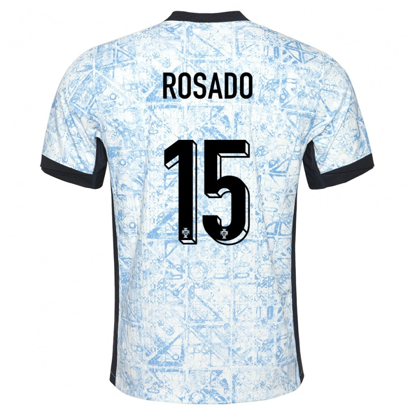 Danxen Barn Portugal Alexandre Rosado #15 Kremblå Bortetrøye Drakt Trøye 24-26 Skjorter T-Skjorte