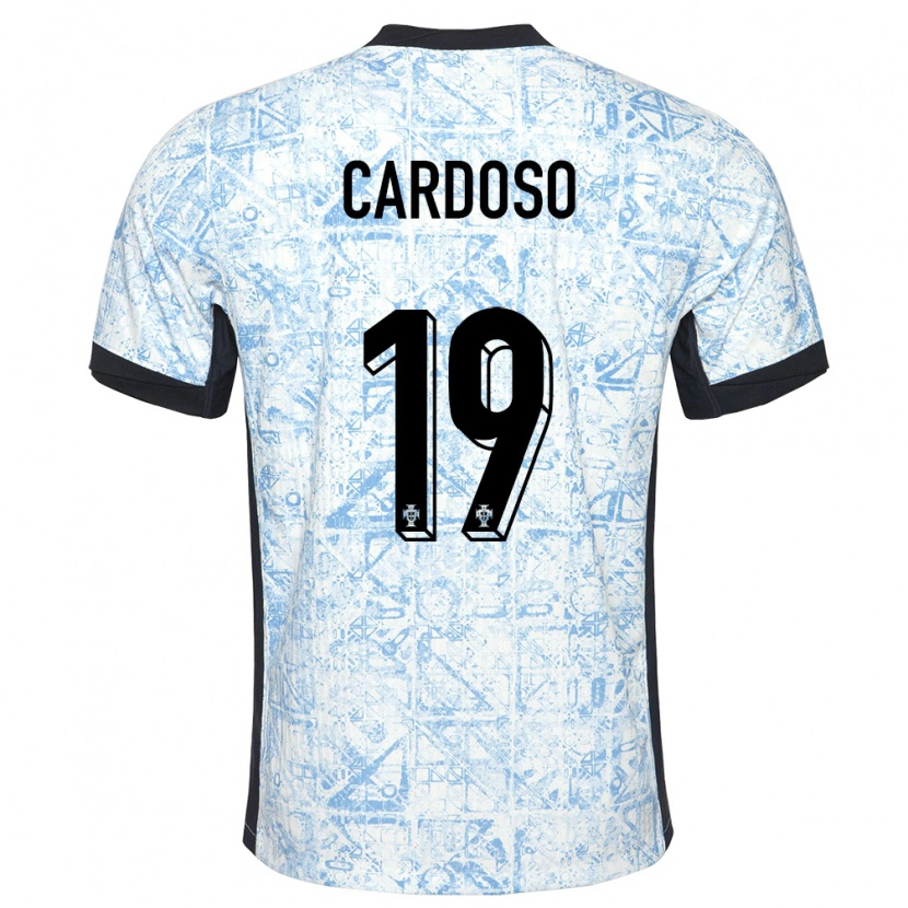 Danxen Barn Portugal Leo Cardoso #19 Kremblå Bortetrøye Drakt Trøye 24-26 Skjorter T-Skjorte