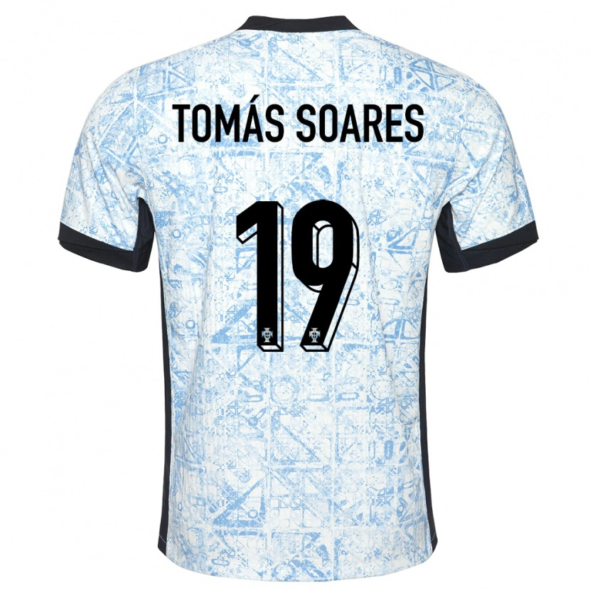 Danxen Barn Portugal Tomás Soares #19 Kremblå Bortetrøye Drakt Trøye 24-26 Skjorter T-Skjorte