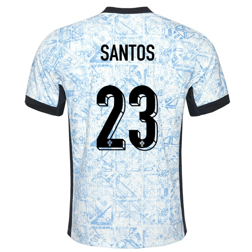 Danxen Barn Portugal Leandro Santos #23 Kremblå Bortetrøye Drakt Trøye 24-26 Skjorter T-Skjorte