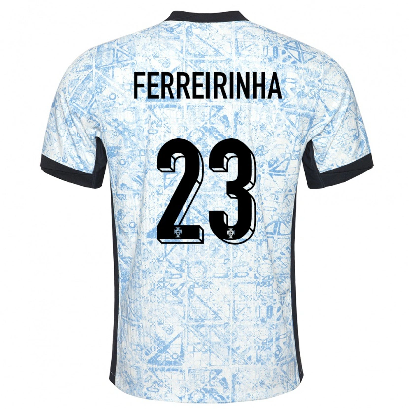 Danxen Barn Portugal Afonso Ferreirinha #23 Kremblå Bortetrøye Drakt Trøye 24-26 Skjorter T-Skjorte