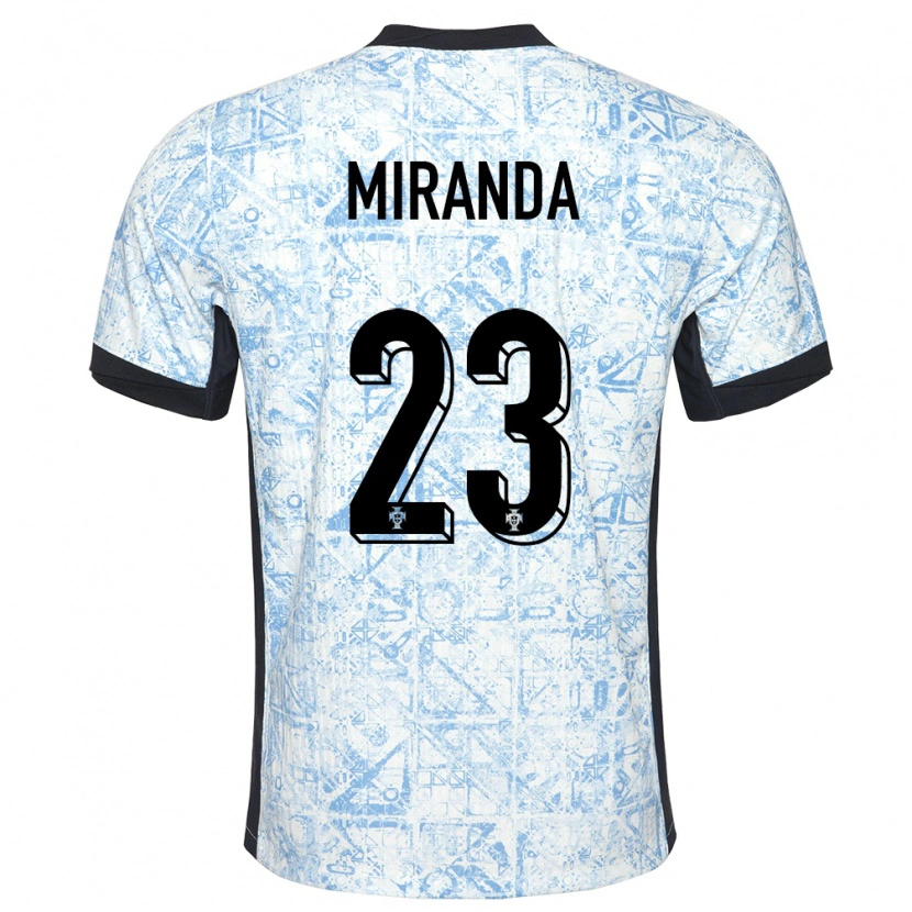 Danxen Barn Portugal João Miranda #23 Kremblå Bortetrøye Drakt Trøye 24-26 Skjorter T-Skjorte