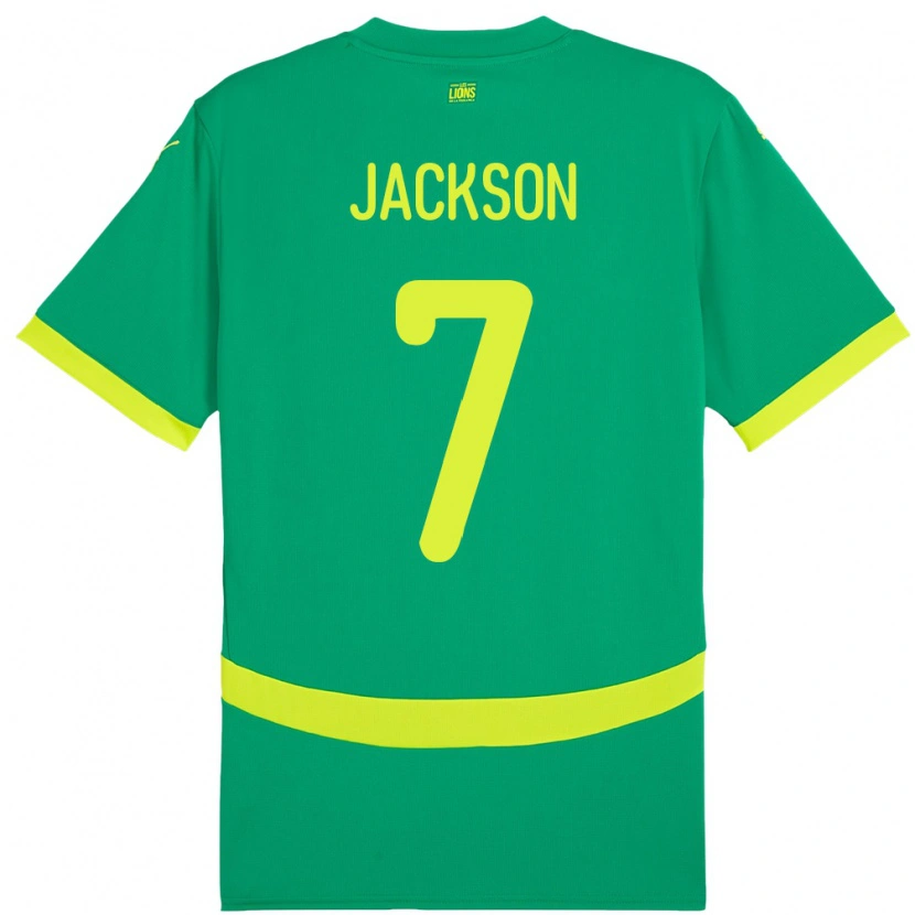 Danxen Barn Senegal Nicolas Jackson #7 Grønn Bortetrøye Drakt Trøye 24-26 Skjorter T-Skjorte