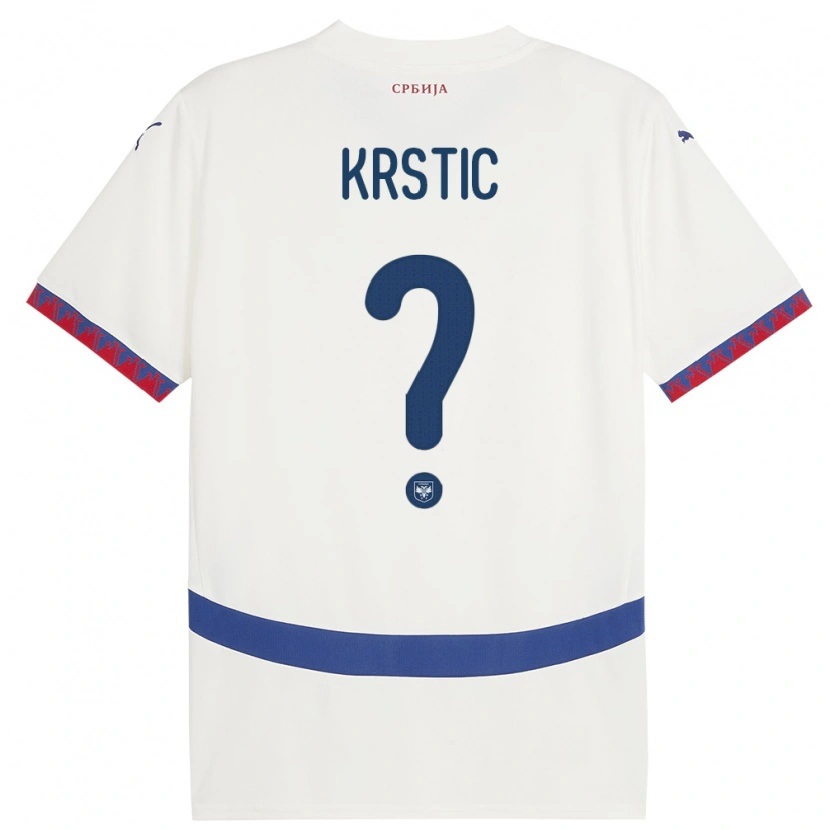 Danxen Barn Serbia Nikola Krstic #0 Hvit Bortetrøye Drakt Trøye 24-26 Skjorter T-Skjorte