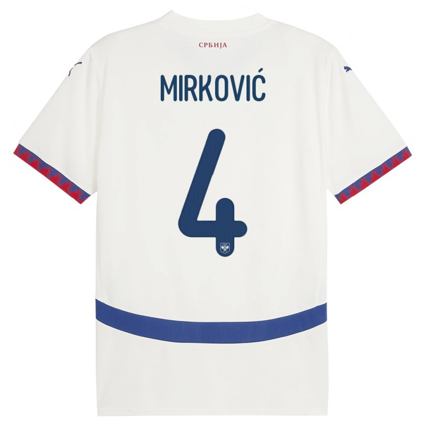 Danxen Barn Serbia Nemanja Mirković #4 Hvit Bortetrøye Drakt Trøye 24-26 Skjorter T-Skjorte