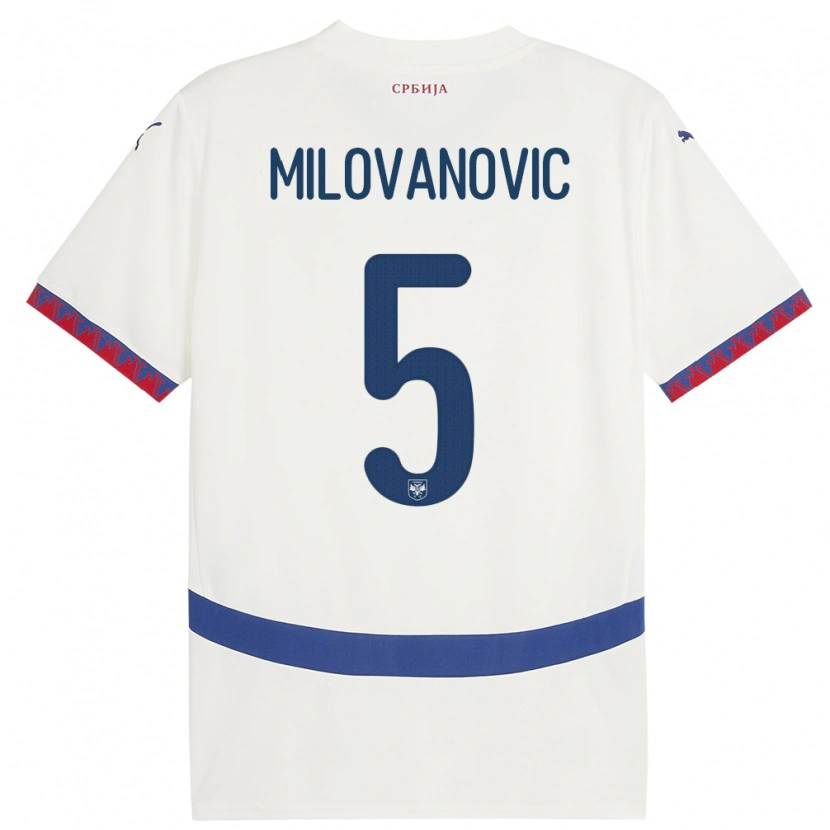 Danxen Barn Serbia Mateja Milovanovic #5 Hvit Bortetrøye Drakt Trøye 24-26 Skjorter T-Skjorte