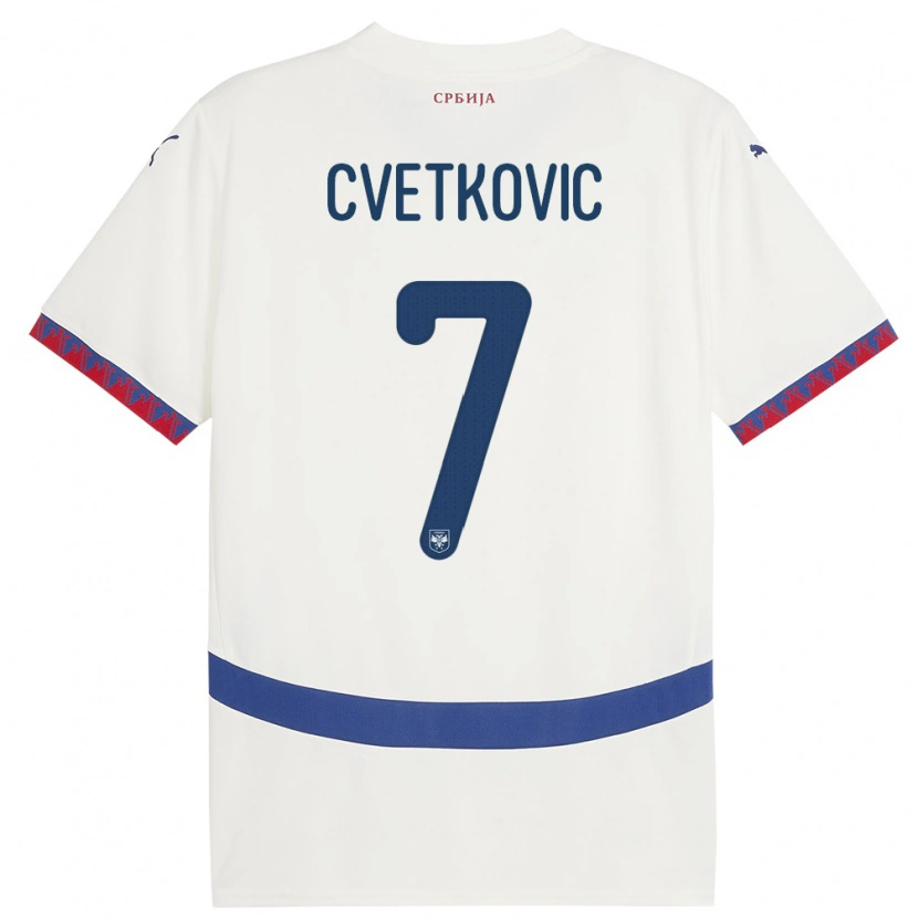 Danxen Barn Serbia Mihajlo Cvetkovic #7 Hvit Bortetrøye Drakt Trøye 24-26 Skjorter T-Skjorte