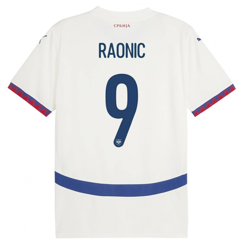 Danxen Barn Serbia Sava Raonic #9 Hvit Bortetrøye Drakt Trøye 24-26 Skjorter T-Skjorte