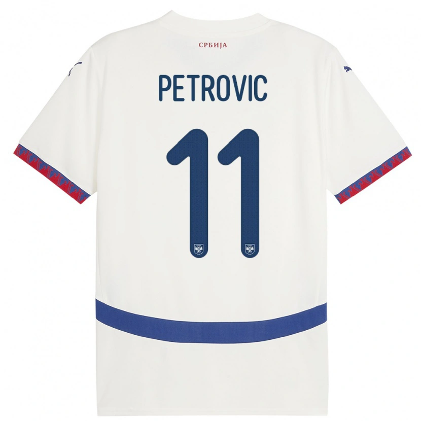Danxen Barn Serbia Aleksa Petrovic #11 Hvit Bortetrøye Drakt Trøye 24-26 Skjorter T-Skjorte