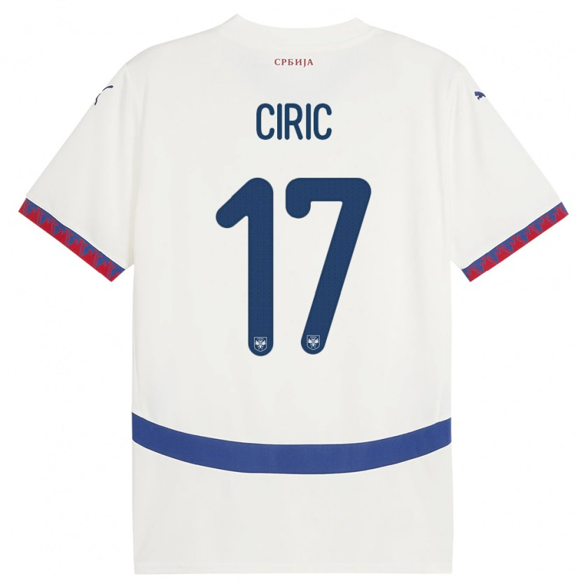 Danxen Barn Serbia Jovan Ciric #17 Hvit Bortetrøye Drakt Trøye 24-26 Skjorter T-Skjorte